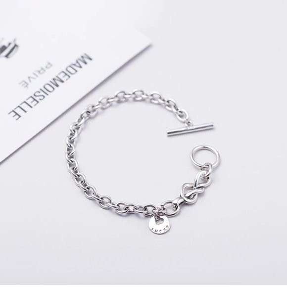 *NEW 925 Sterling Silver Link Toggle Bar Bracelet - Picture 2 of 9